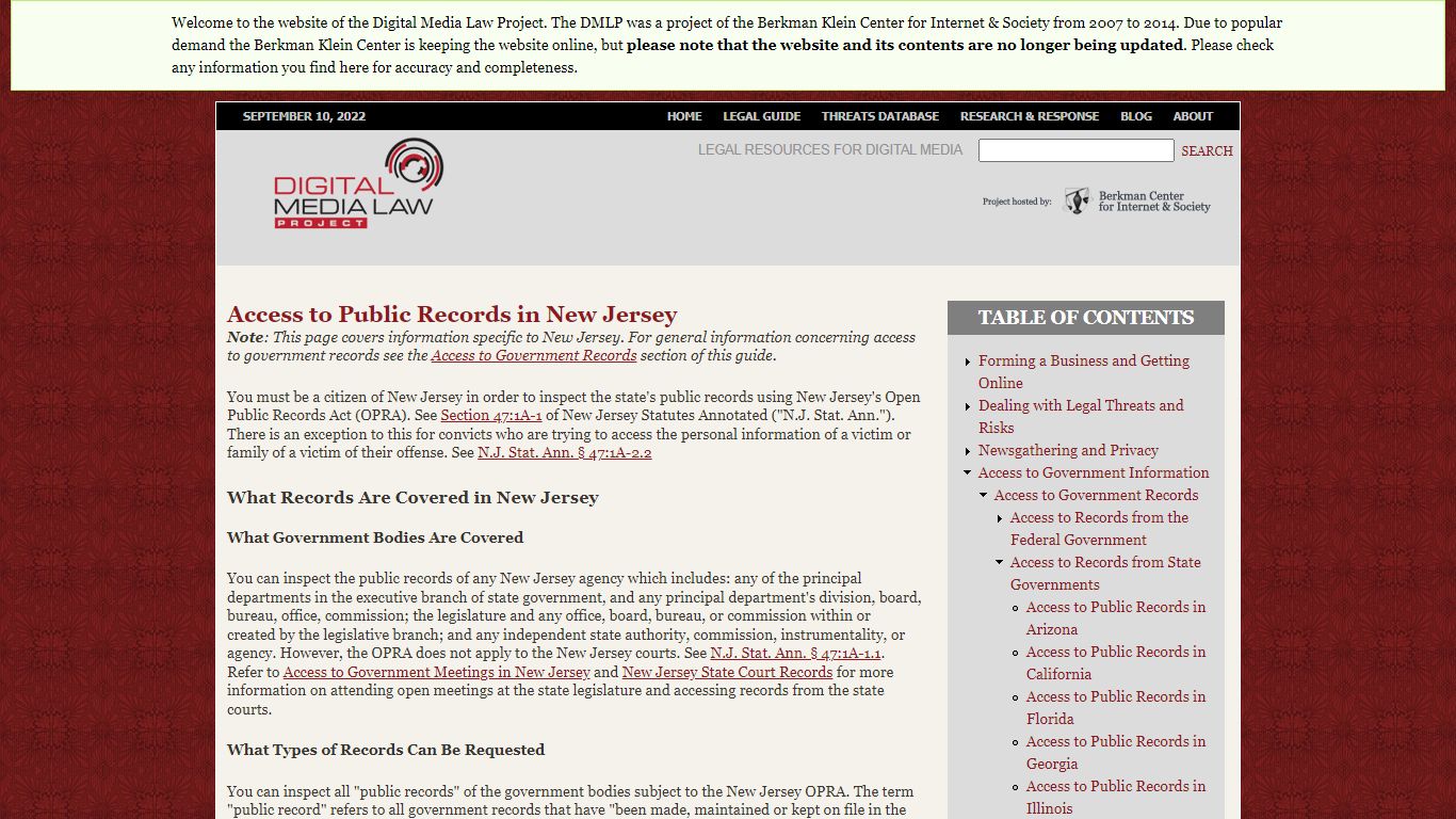 Access to Public Records in New Jersey | Digital Media Law Project - DMLP